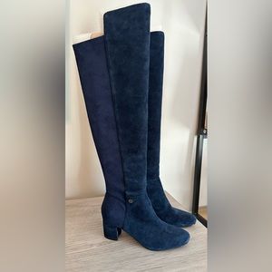 Karl Lagerfeld over the knee midnight blue block heeled boots size 6.5m